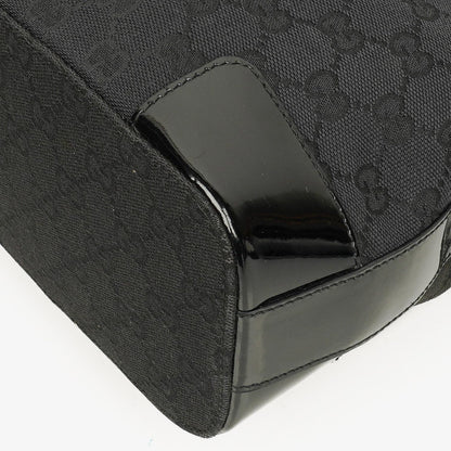 Gucci Hobo Schultertasche aus schwarzem GG Canvas und Lackleder