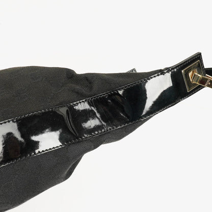 Gucci Hobo Schultertasche aus schwarzem GG Canvas und Lackleder