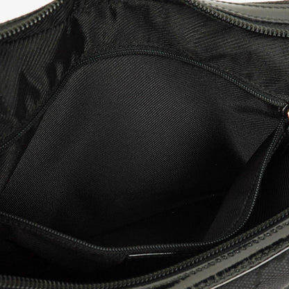 Gucci Hobo Schultertasche aus schwarzem GG Canvas und Lackleder