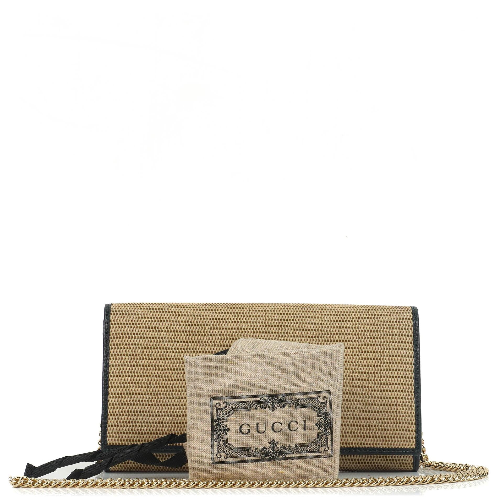 Gucci Horsebit 1955 Canvas Geldbörse an Kette