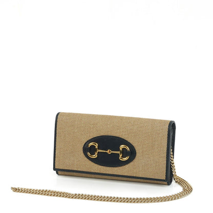 Gucci Horsebit 1955 Canvas Geldbörse an Kette