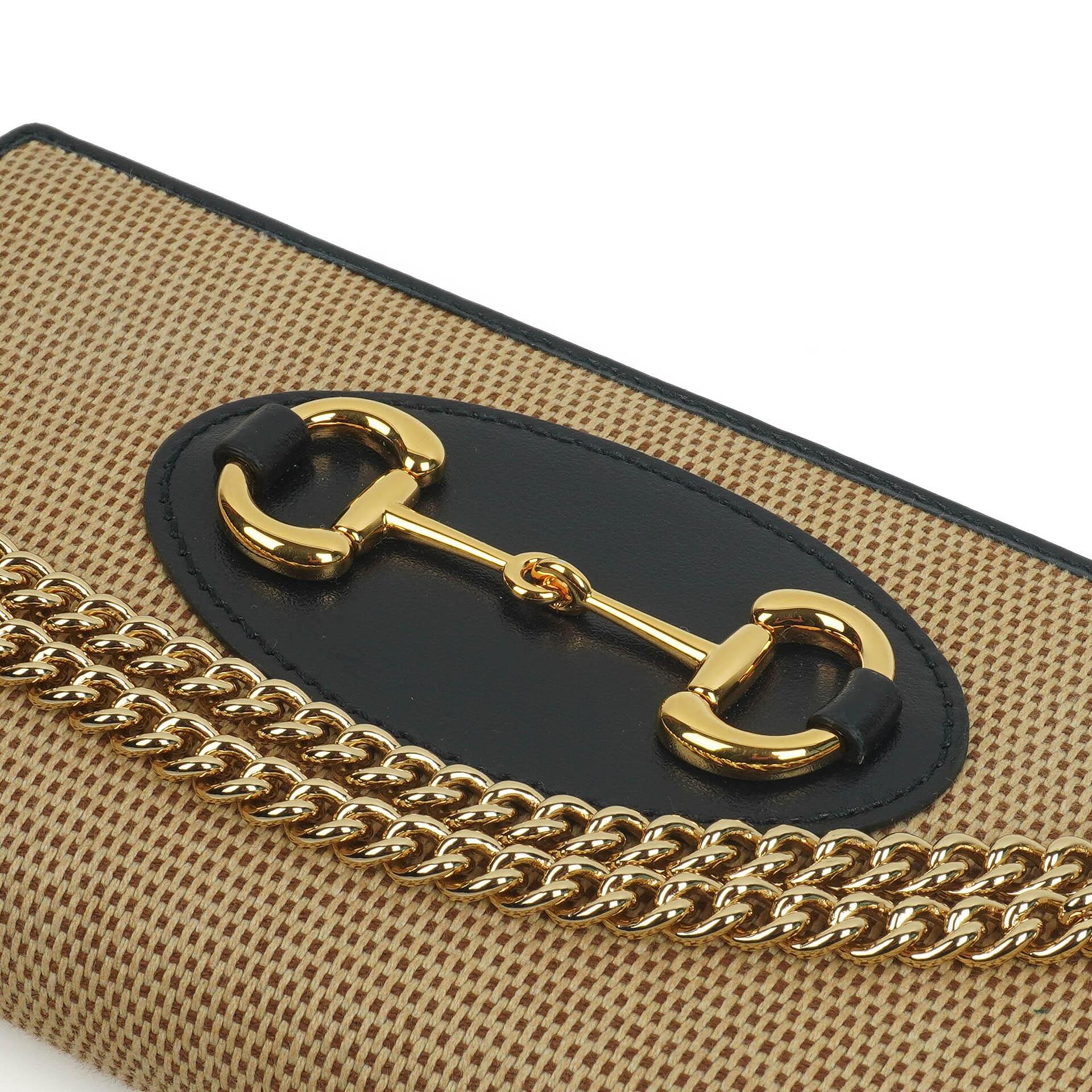 Gucci Horsebit 1955 Canvas Geldbörse an Kette