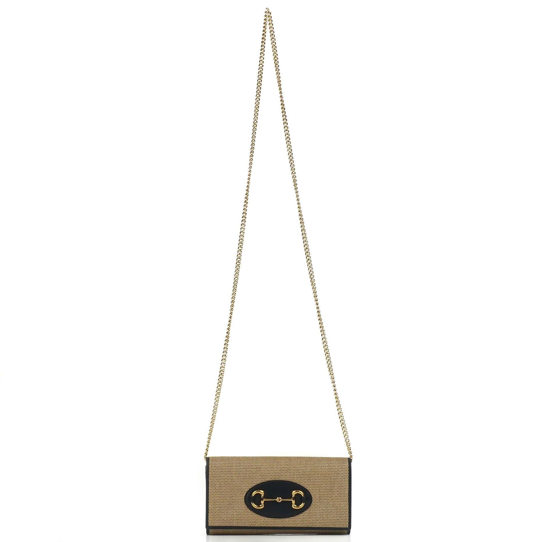 Gucci Horsebit 1955 Canvas Geldbörse an Kette