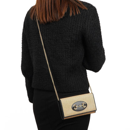 Gucci Horsebit 1955 Canvas Geldbörse an Kette