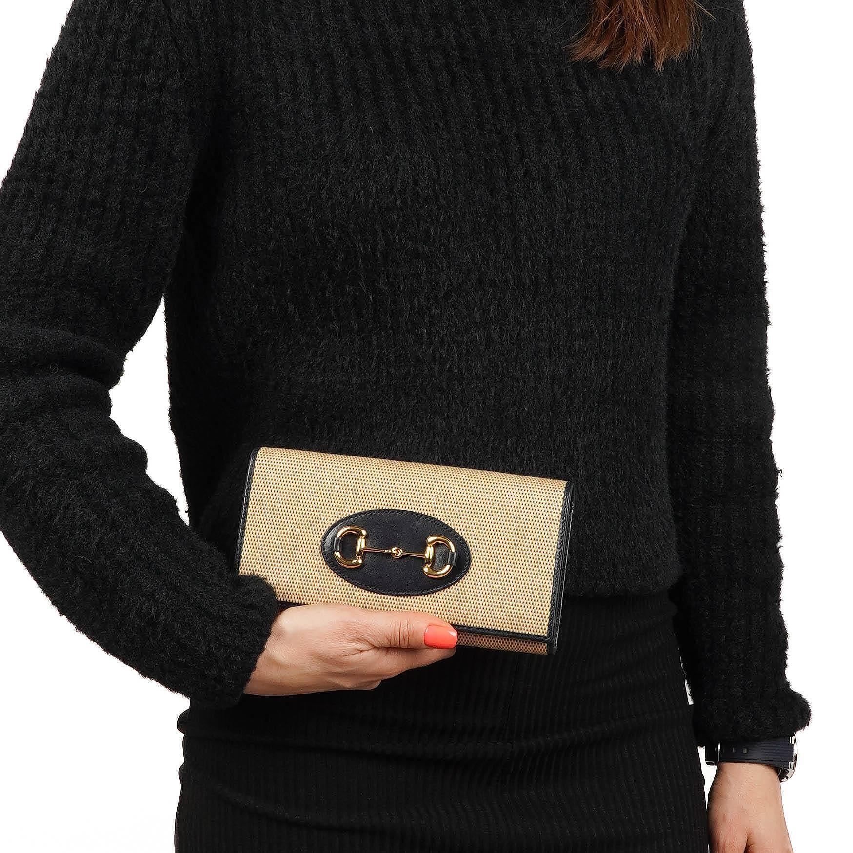 Gucci Horsebit 1955 Canvas Geldbörse an Kette