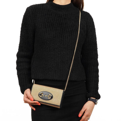 Gucci Horsebit 1955 Canvas Geldbörse an Kette