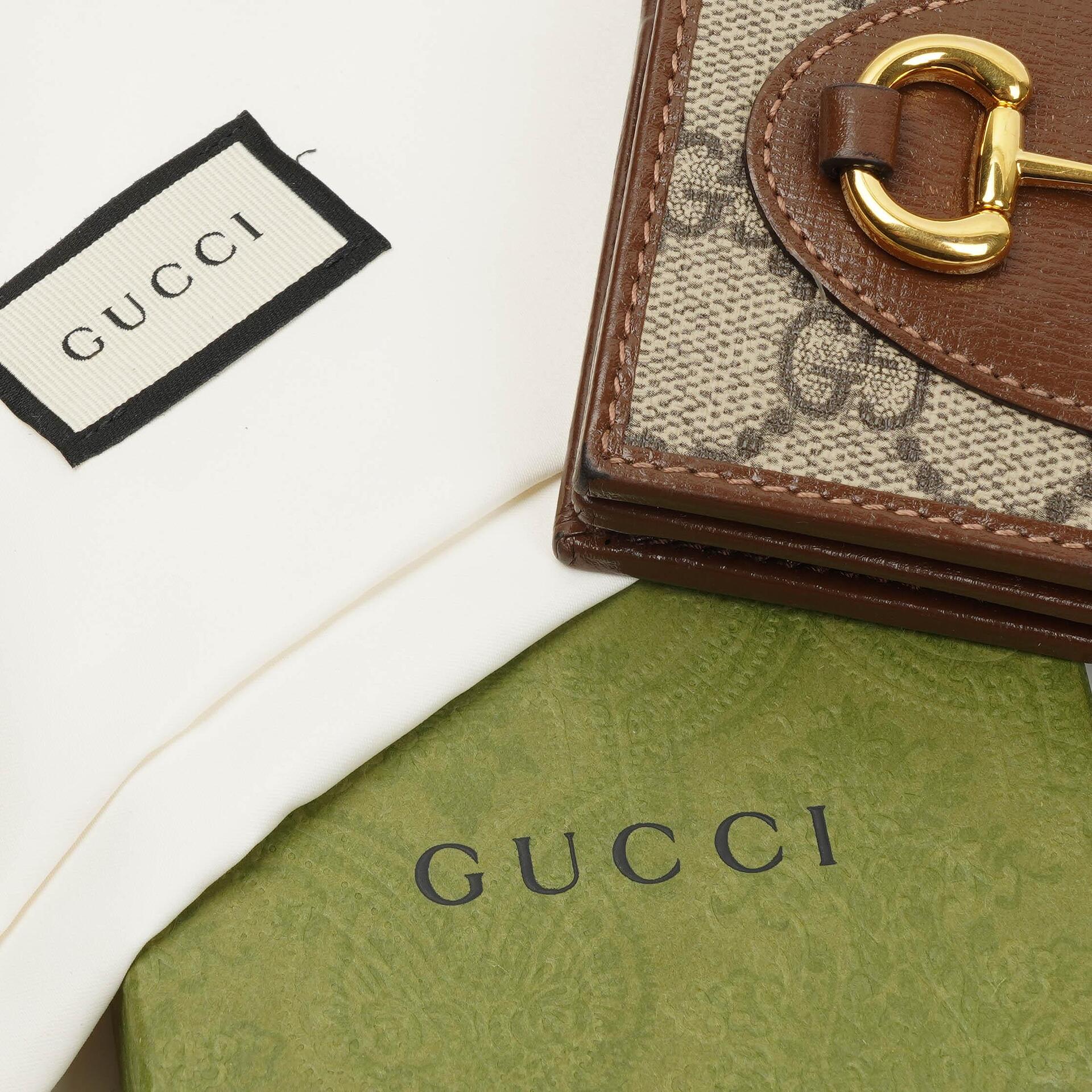Gucci Horsebit 1955 GG Supreme Monogram Canvas Kartenetui Geldbörse