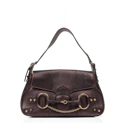 Gucci Horsebit Schultertasche mit Klappe aus lila Leder