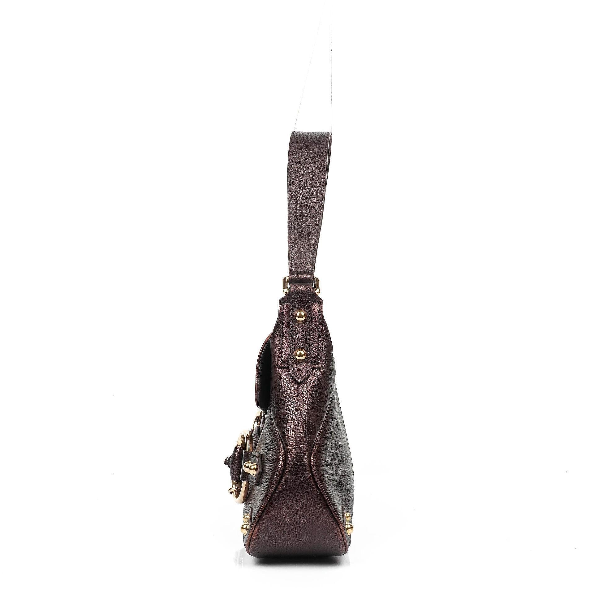 Gucci Horsebit Schultertasche mit Klappe aus lila Leder