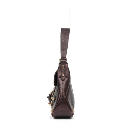 Gucci Horsebit Schultertasche mit Klappe aus lila Leder