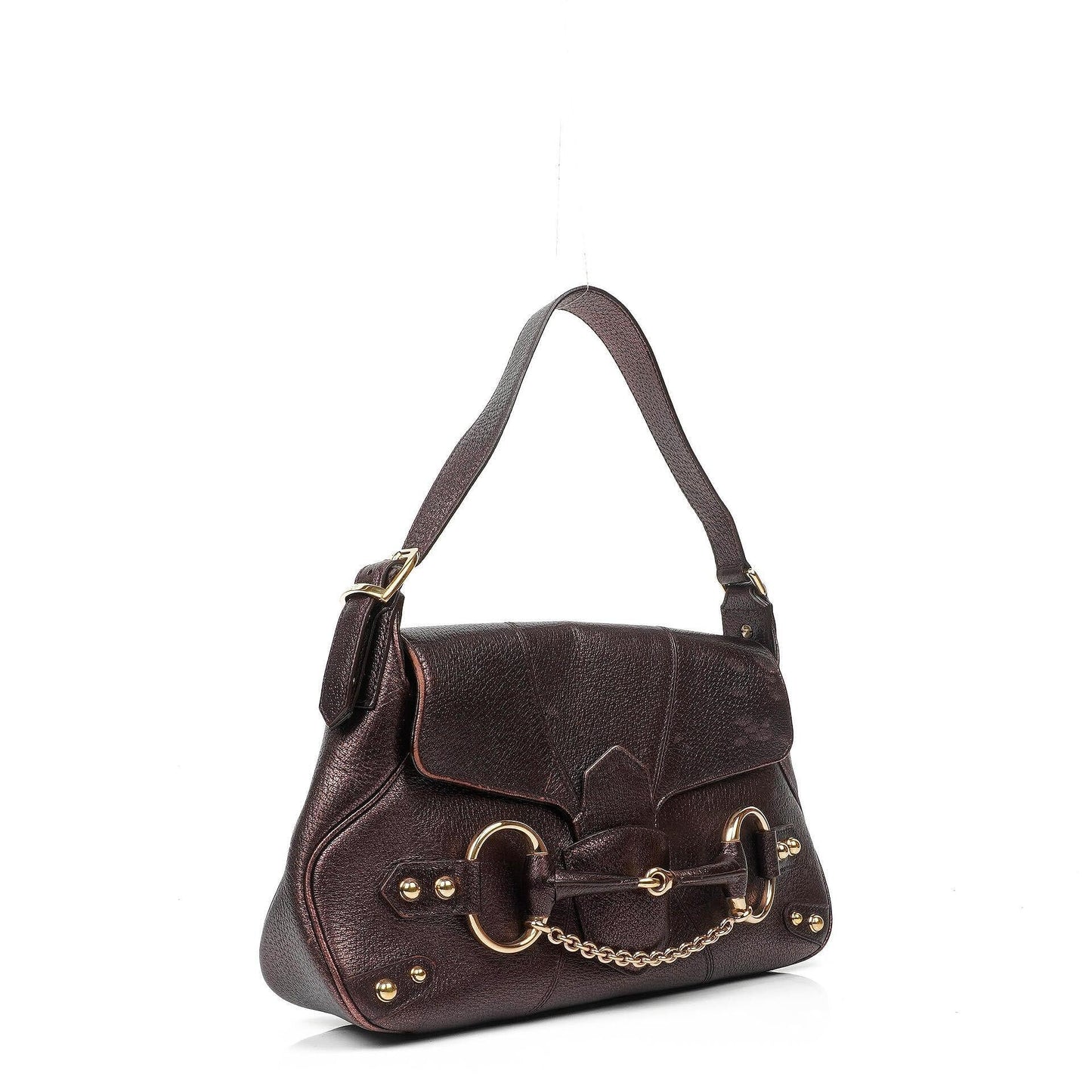 Gucci Horsebit Schultertasche mit Klappe aus lila Leder
