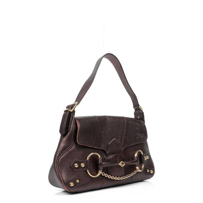 Gucci Horsebit Schultertasche mit Klappe aus lila Leder