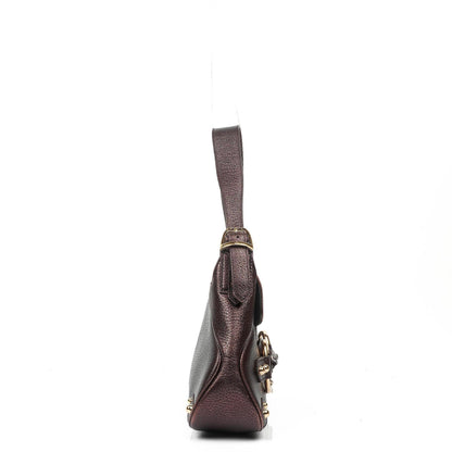 Gucci Horsebit Schultertasche mit Klappe aus lila Leder