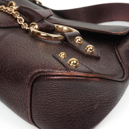 Gucci Horsebit Schultertasche mit Klappe aus lila Leder