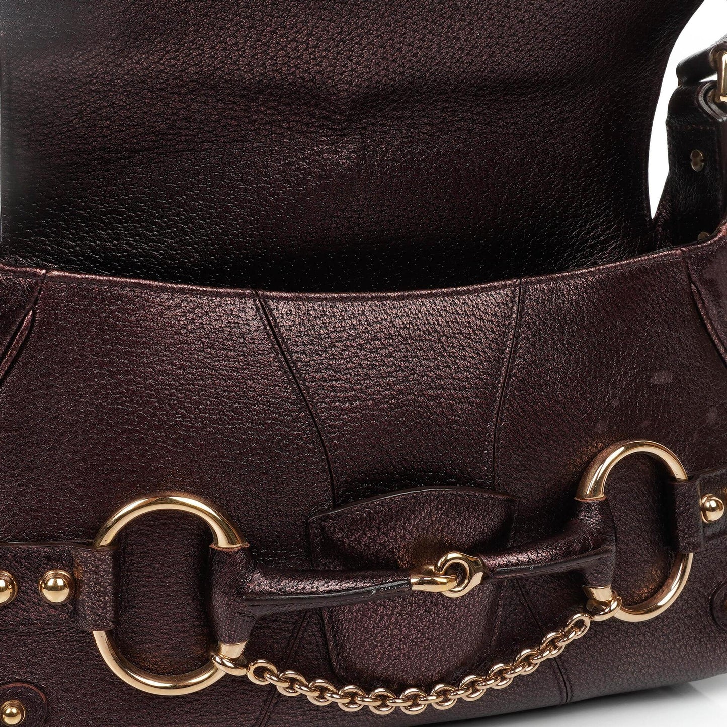 Gucci Horsebit Schultertasche mit Klappe aus lila Leder