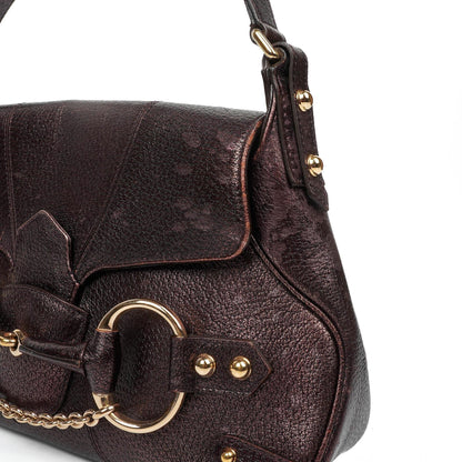 Gucci Horsebit Schultertasche mit Klappe aus lila Leder