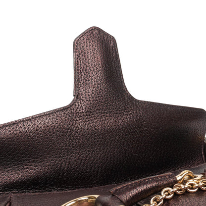 Gucci Horsebit Schultertasche mit Klappe aus lila Leder