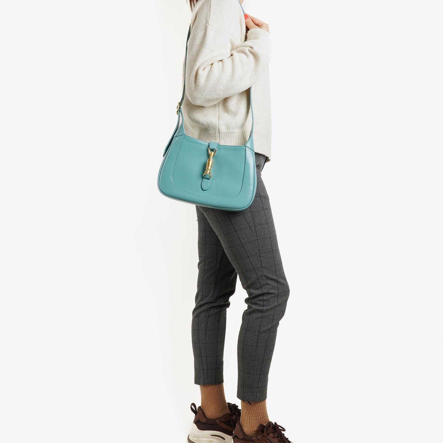 Gucci Jackie 1961 kleine Schultertasche aus hellblauem Leder