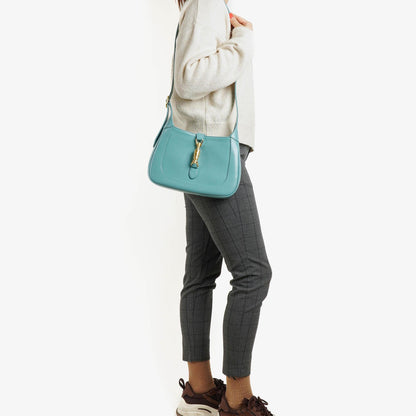 Gucci Jackie 1961 kleine Schultertasche aus hellblauem Leder
