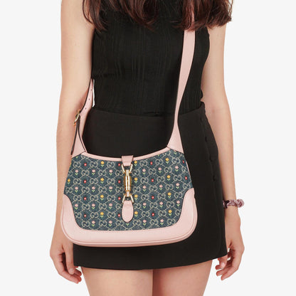 Gucci Jackie 1961 Limited Edition kleine Schultertasche aus Leder/Denim in Pink/Blau mit GG Floral