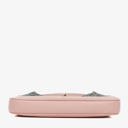 Gucci Jackie 1961 Limited Edition kleine Schultertasche aus Leder/Denim in Pink/Blau mit GG Floral