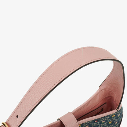 Gucci Jackie 1961 Limited Edition kleine Schultertasche aus Leder/Denim in Pink/Blau mit GG Floral