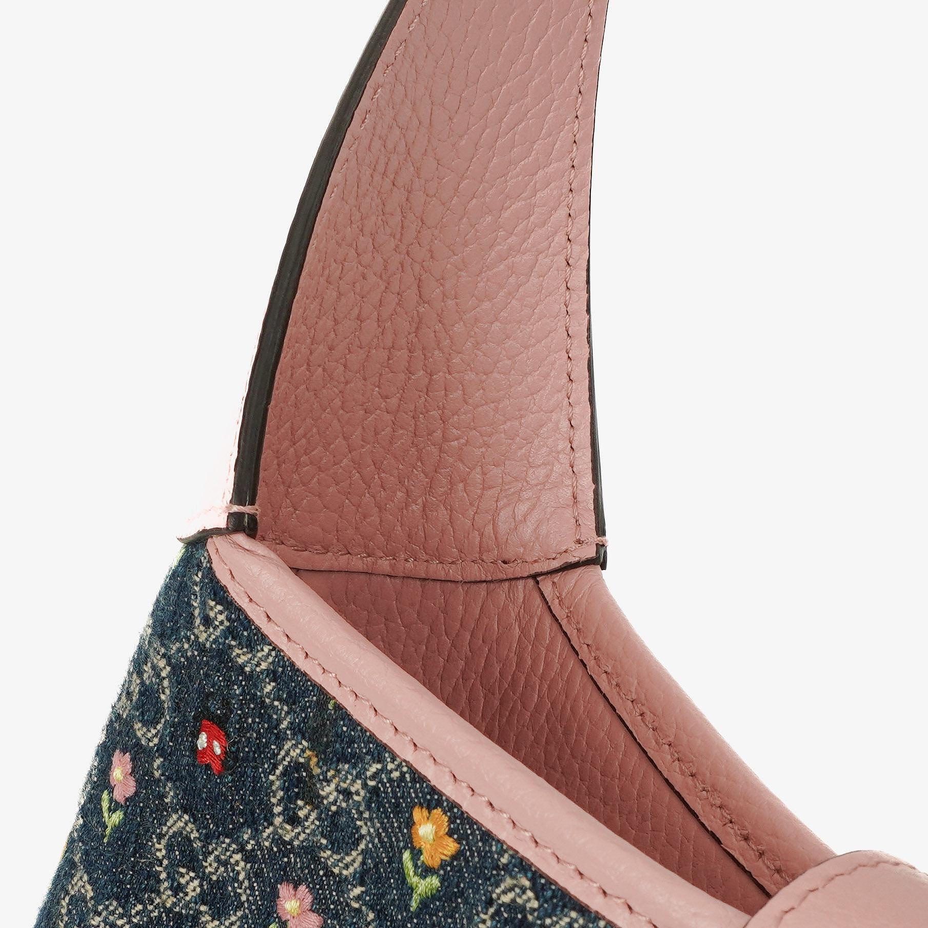 Gucci Jackie 1961 Limited Edition kleine Schultertasche aus Leder/Denim in Pink/Blau mit GG Floral