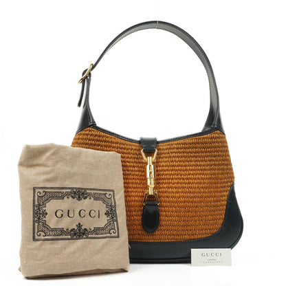Gucci Jackie 1961 Kleine Strohtasche und Leder Hobo-Tasche