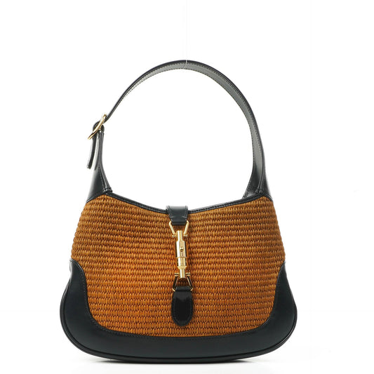 Gucci Jackie 1961 Kleine Strohtasche und Leder Hobo-Tasche
