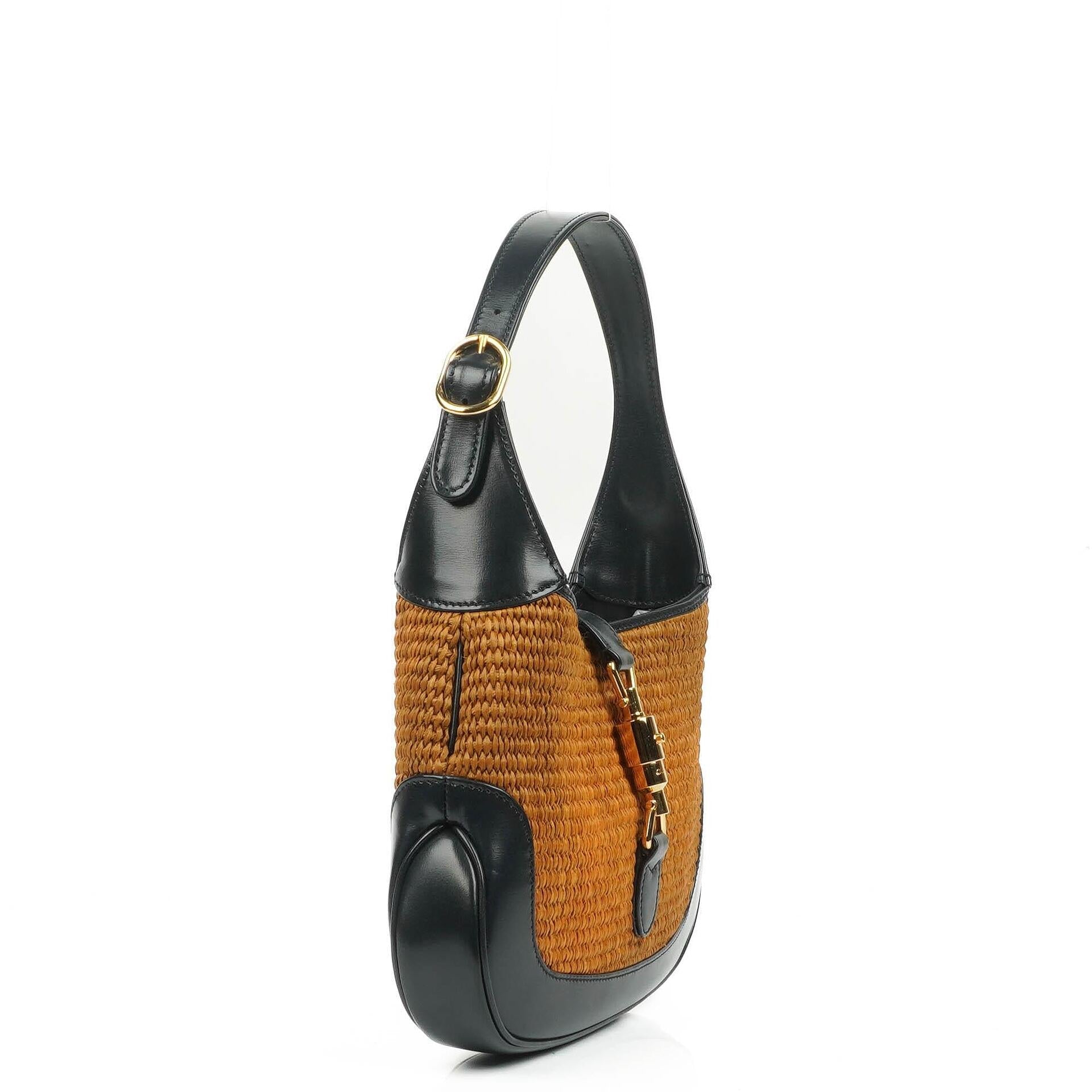 Gucci Jackie 1961 Kleine Strohtasche und Leder Hobo-Tasche