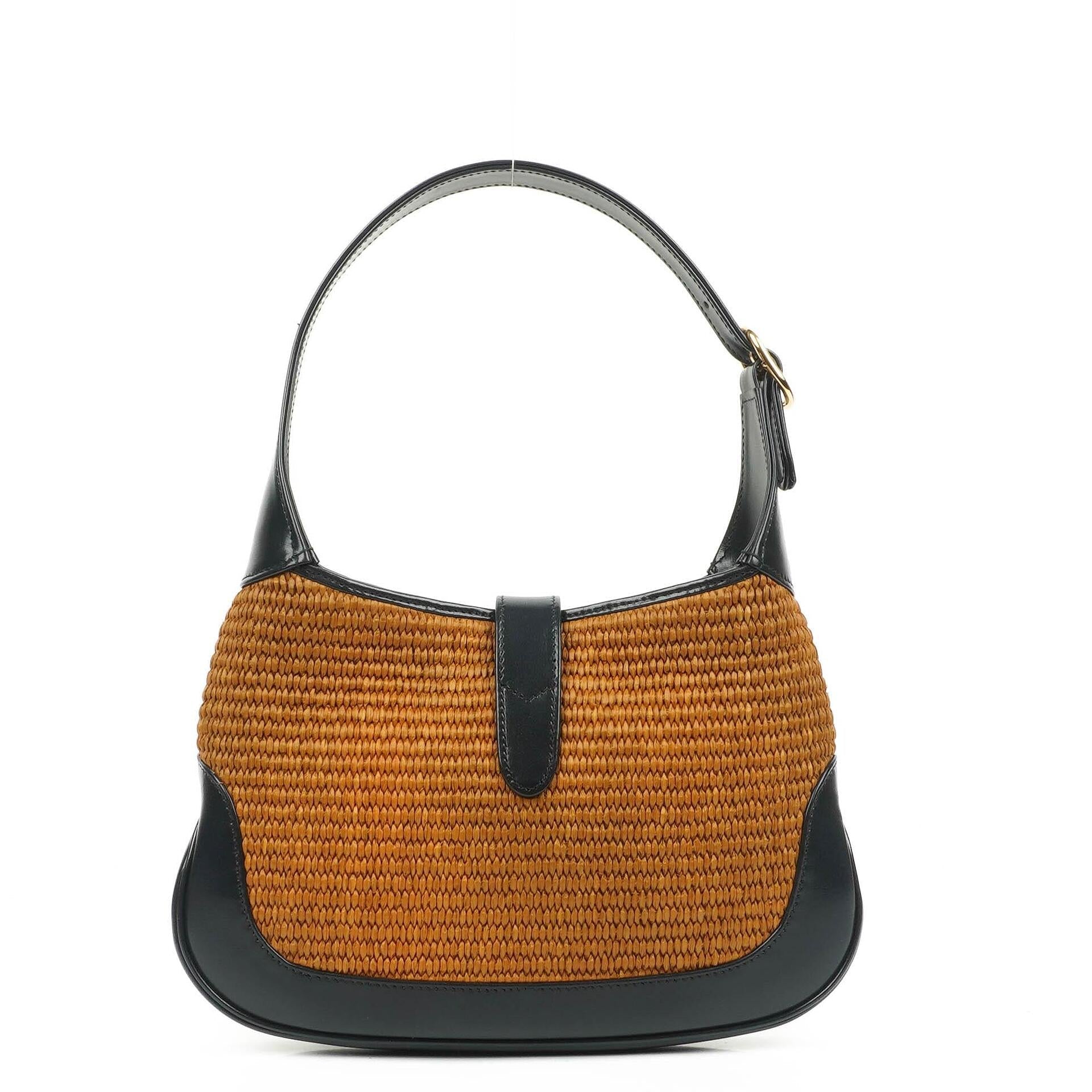 Gucci Jackie 1961 Kleine Strohtasche und Leder Hobo-Tasche