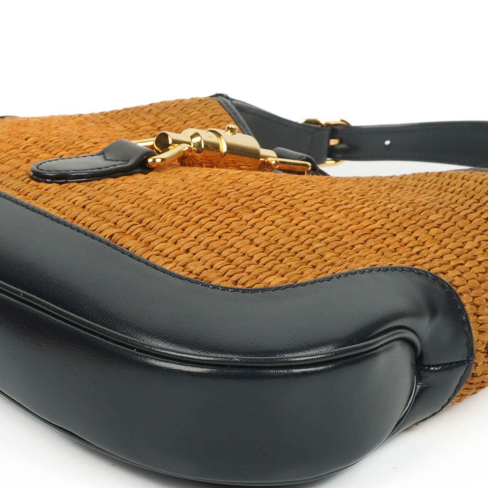 Gucci Jackie 1961 Kleine Strohtasche und Leder Hobo-Tasche
