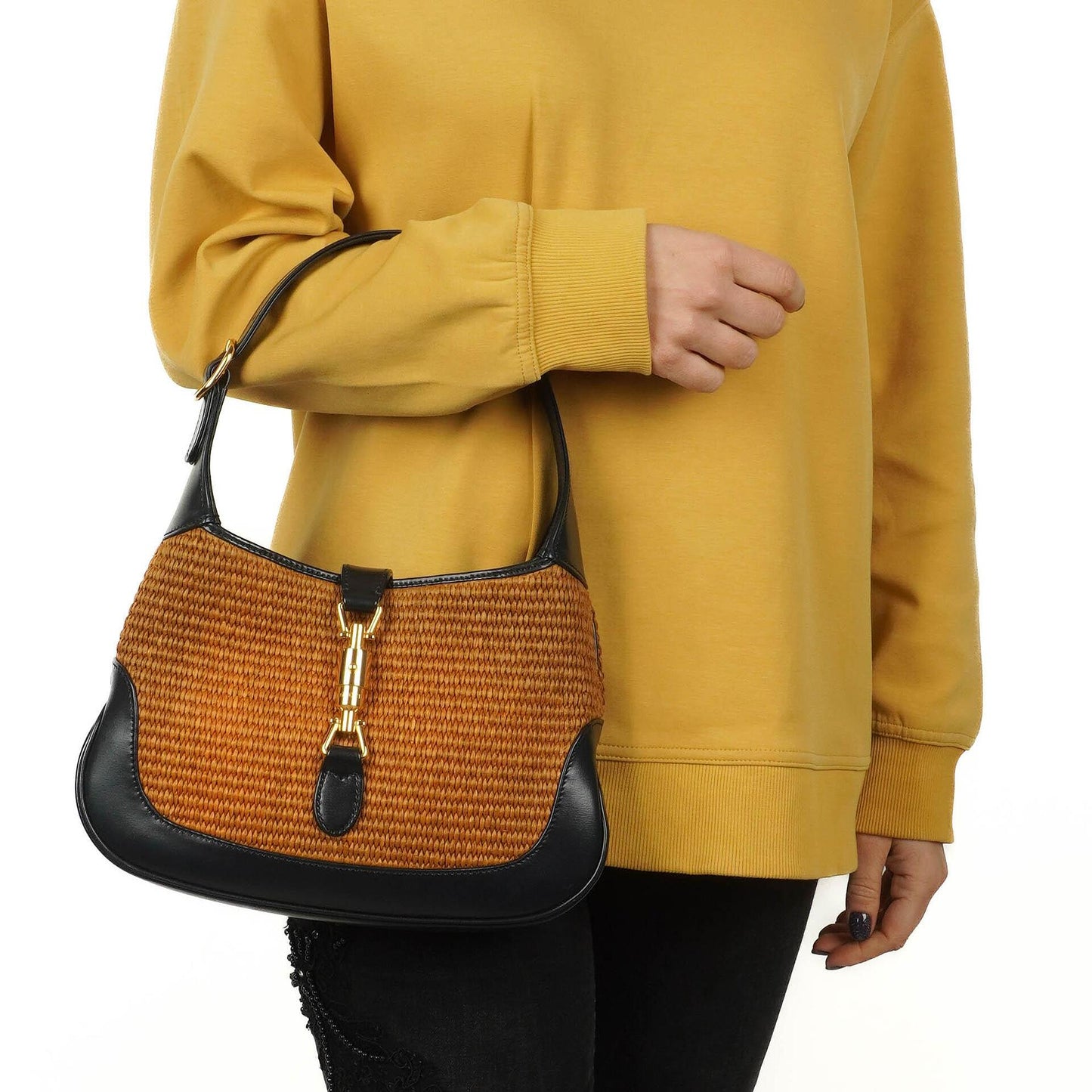 Gucci Jackie 1961 Kleine Strohtasche und Leder Hobo-Tasche