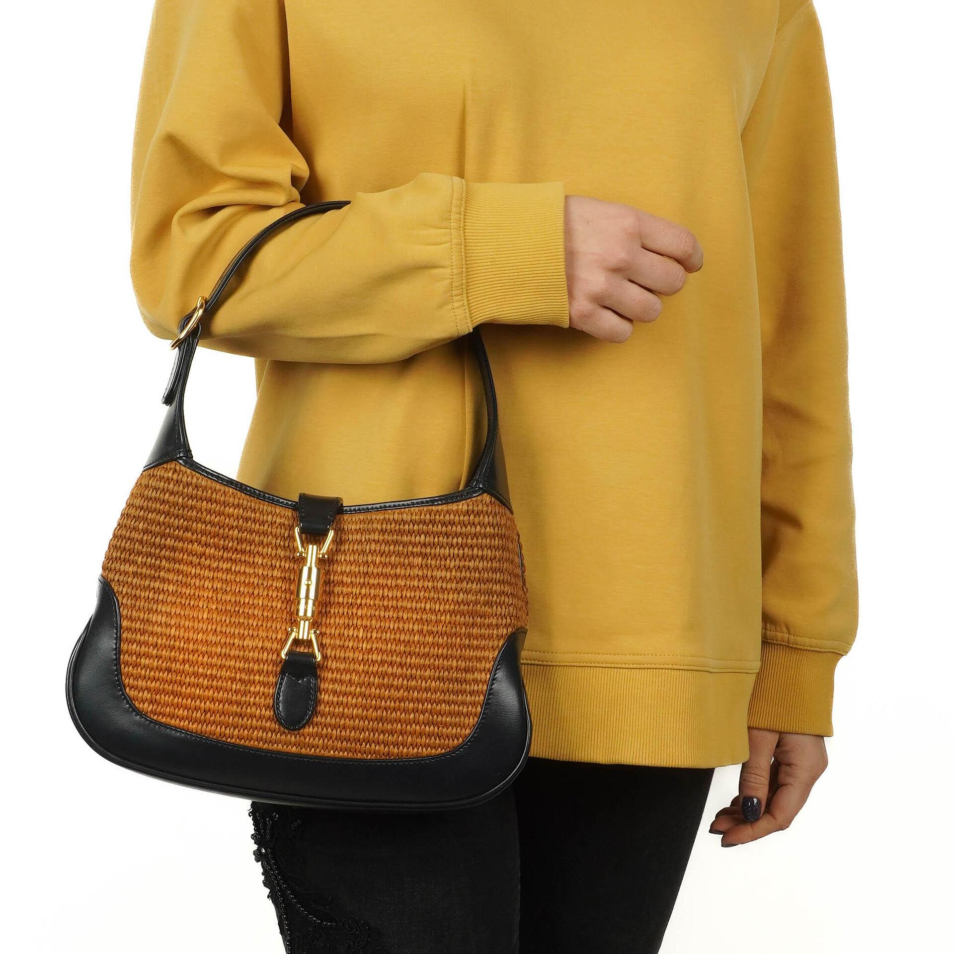 Gucci Jackie 1961 Kleine Strohtasche und Leder Hobo-Tasche