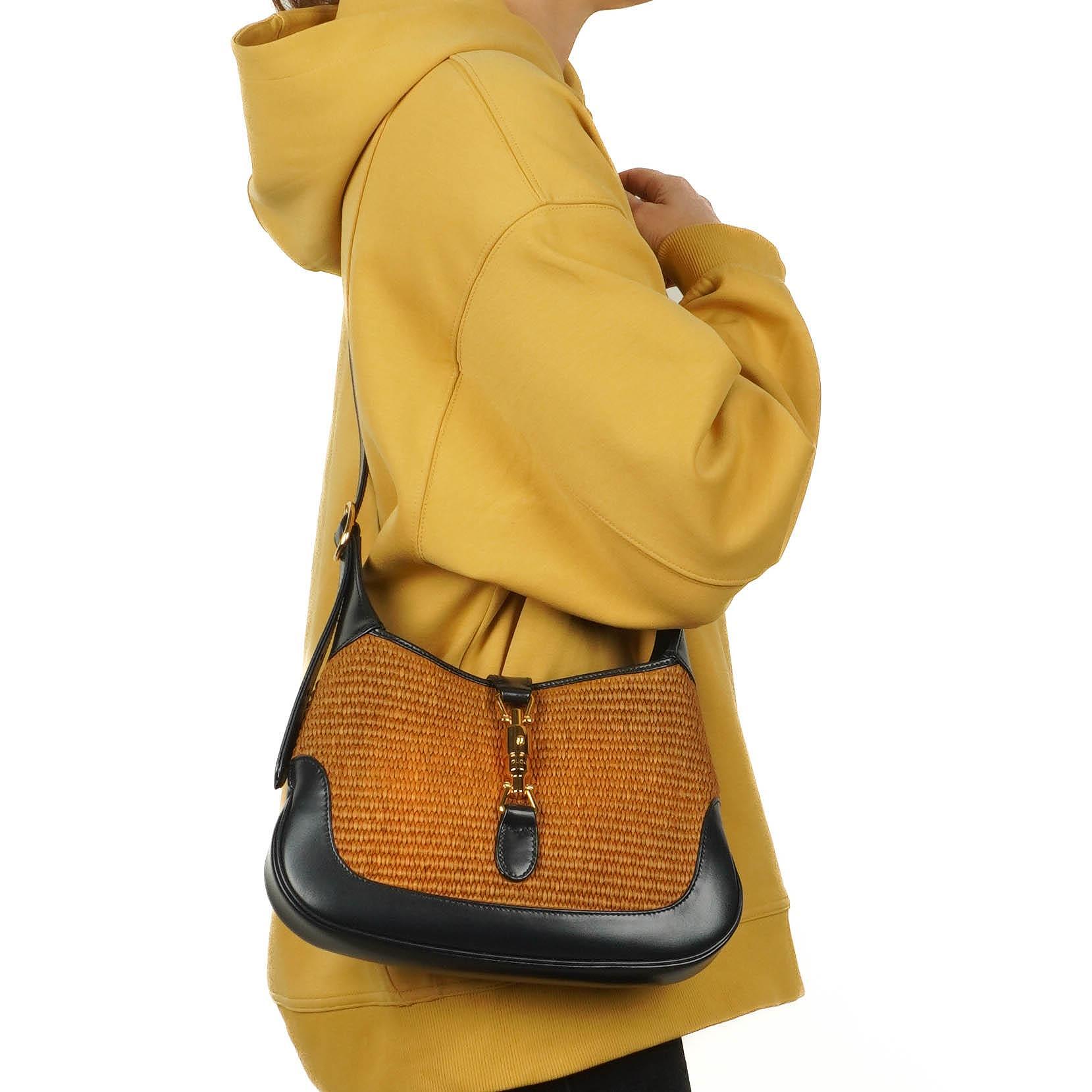 Gucci Jackie 1961 Kleine Strohtasche und Leder Hobo-Tasche