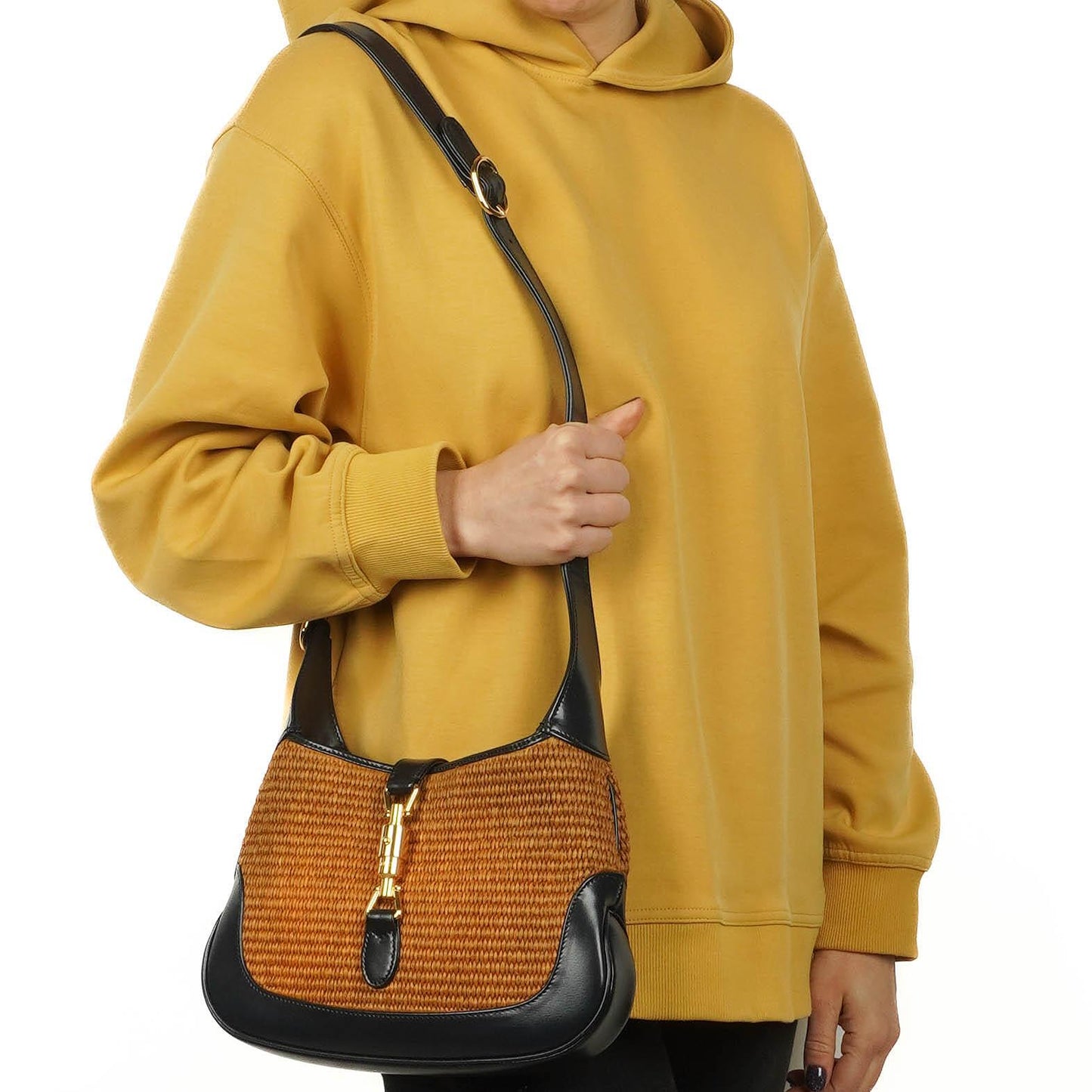 Gucci Jackie 1961 Kleine Strohtasche und Leder Hobo-Tasche