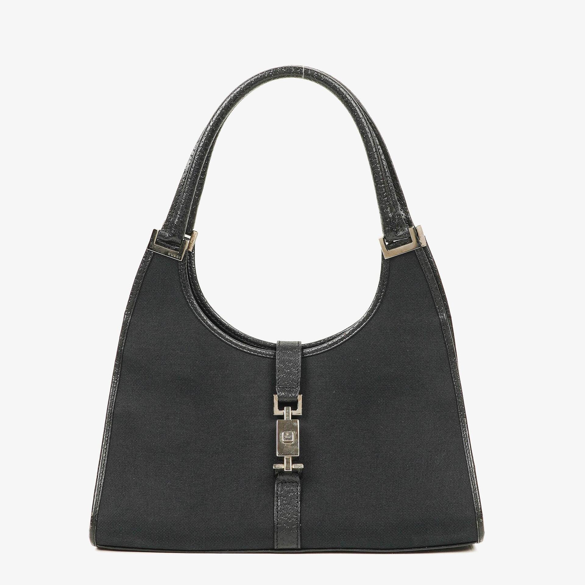Gucci Jackie Schultertasche aus schwarzem Canvas