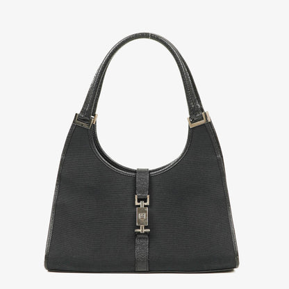 Gucci Jackie Schultertasche aus schwarzem Canvas