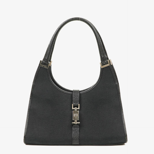 Gucci Jackie Schultertasche aus schwarzem Canvas