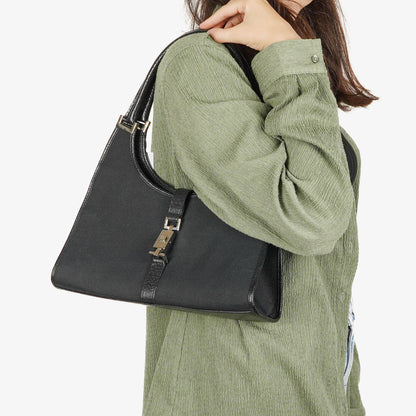 Gucci Jackie Schultertasche aus schwarzem Canvas