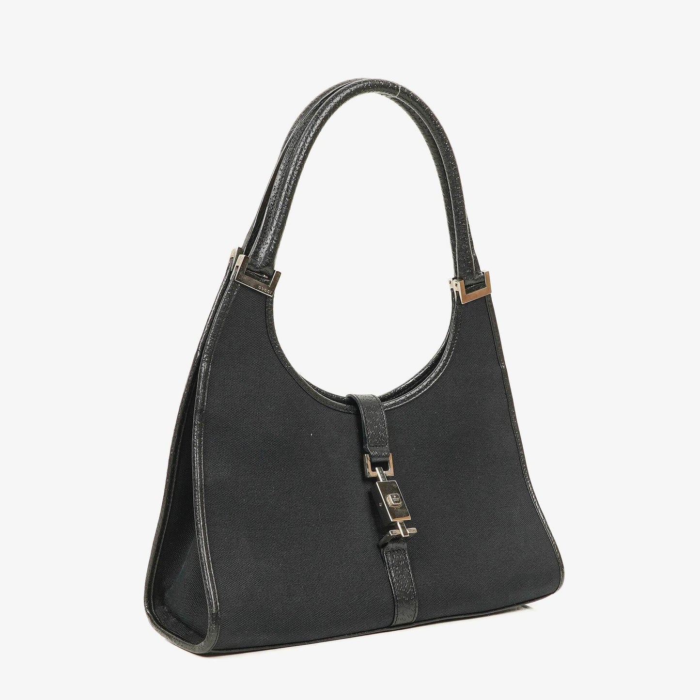 Gucci Jackie Schultertasche aus schwarzem Canvas