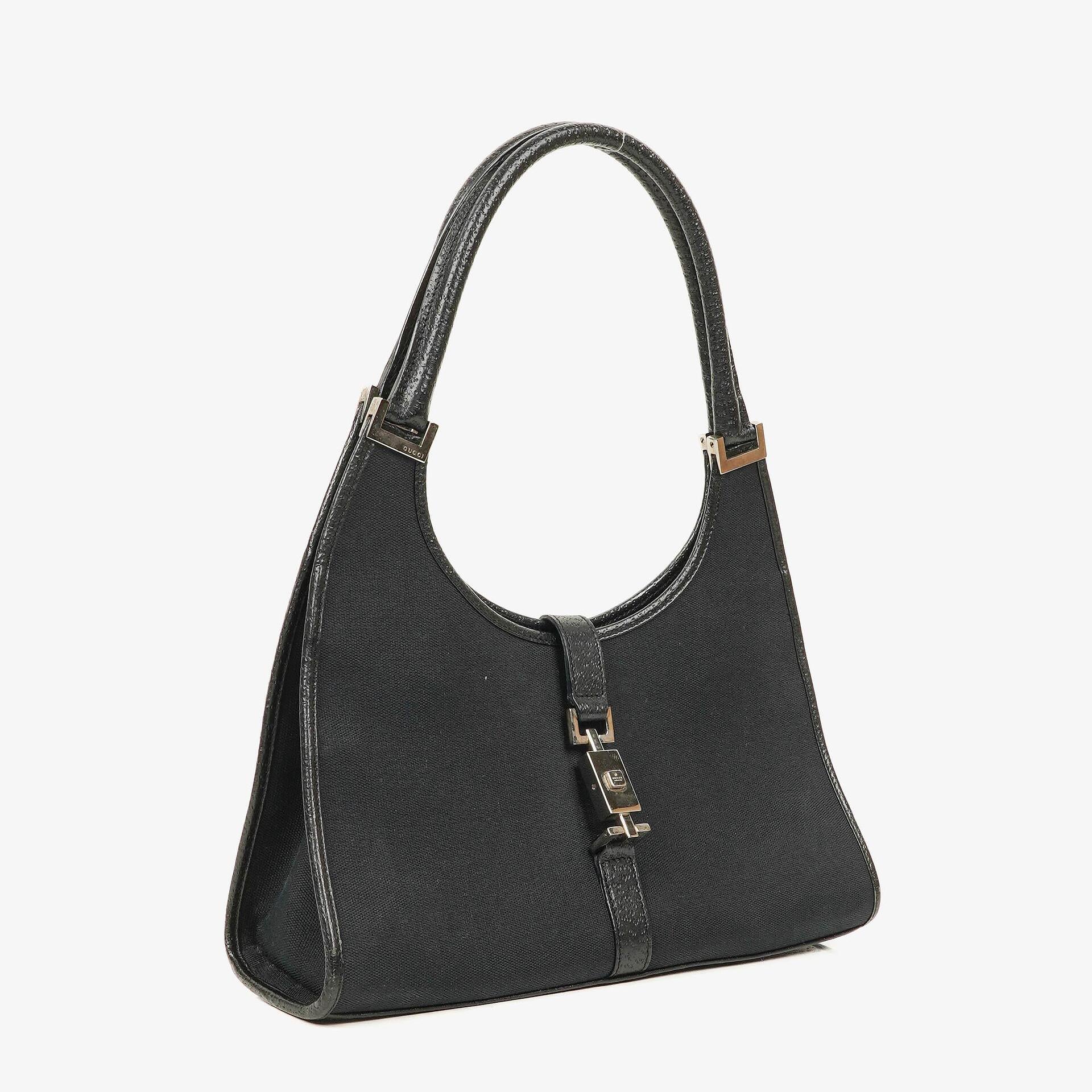 Gucci Jackie Schultertasche aus schwarzem Canvas