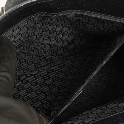 Gucci Jackie Schultertasche aus schwarzem Canvas