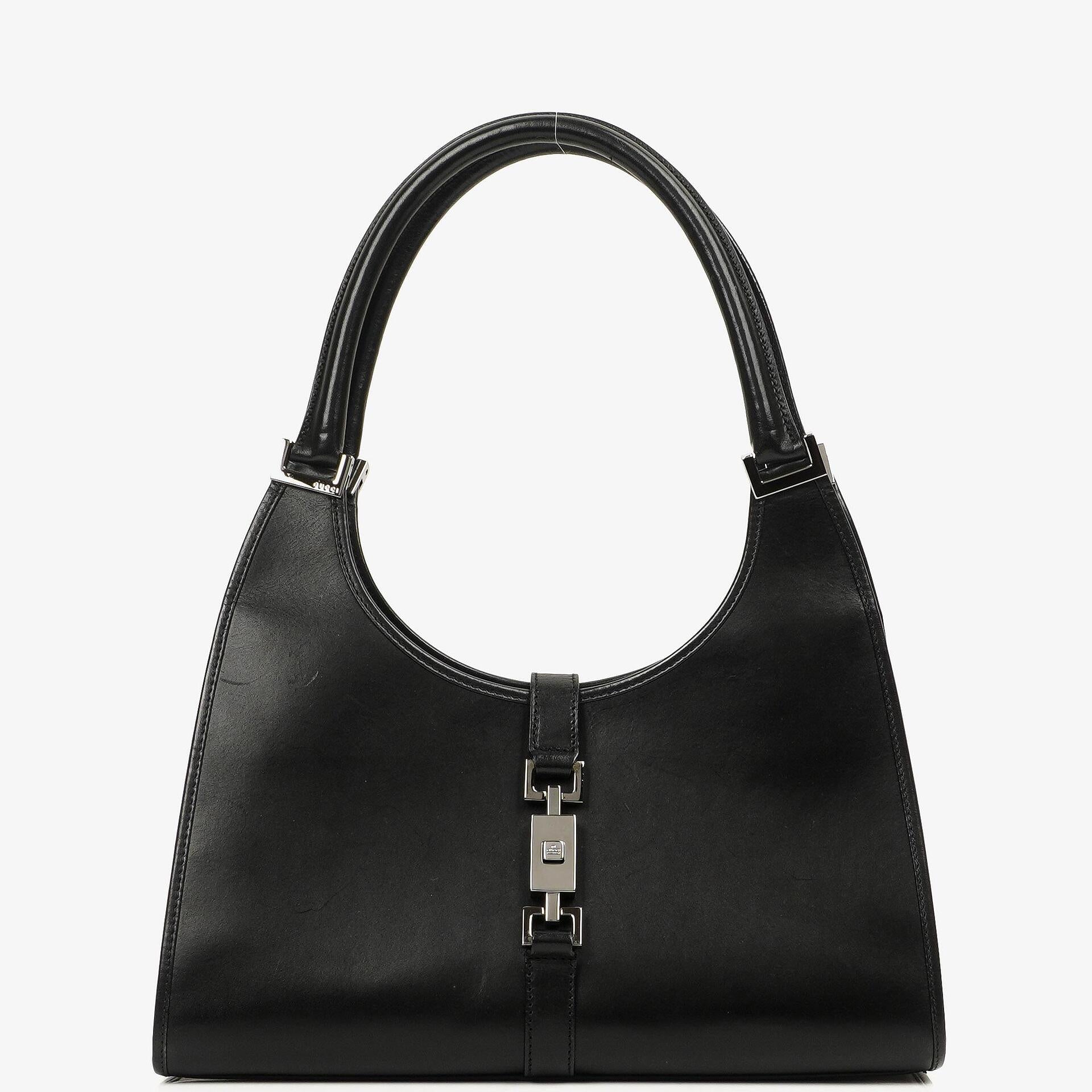 Gucci Jackie Bardot Schwarze Leder Tasche