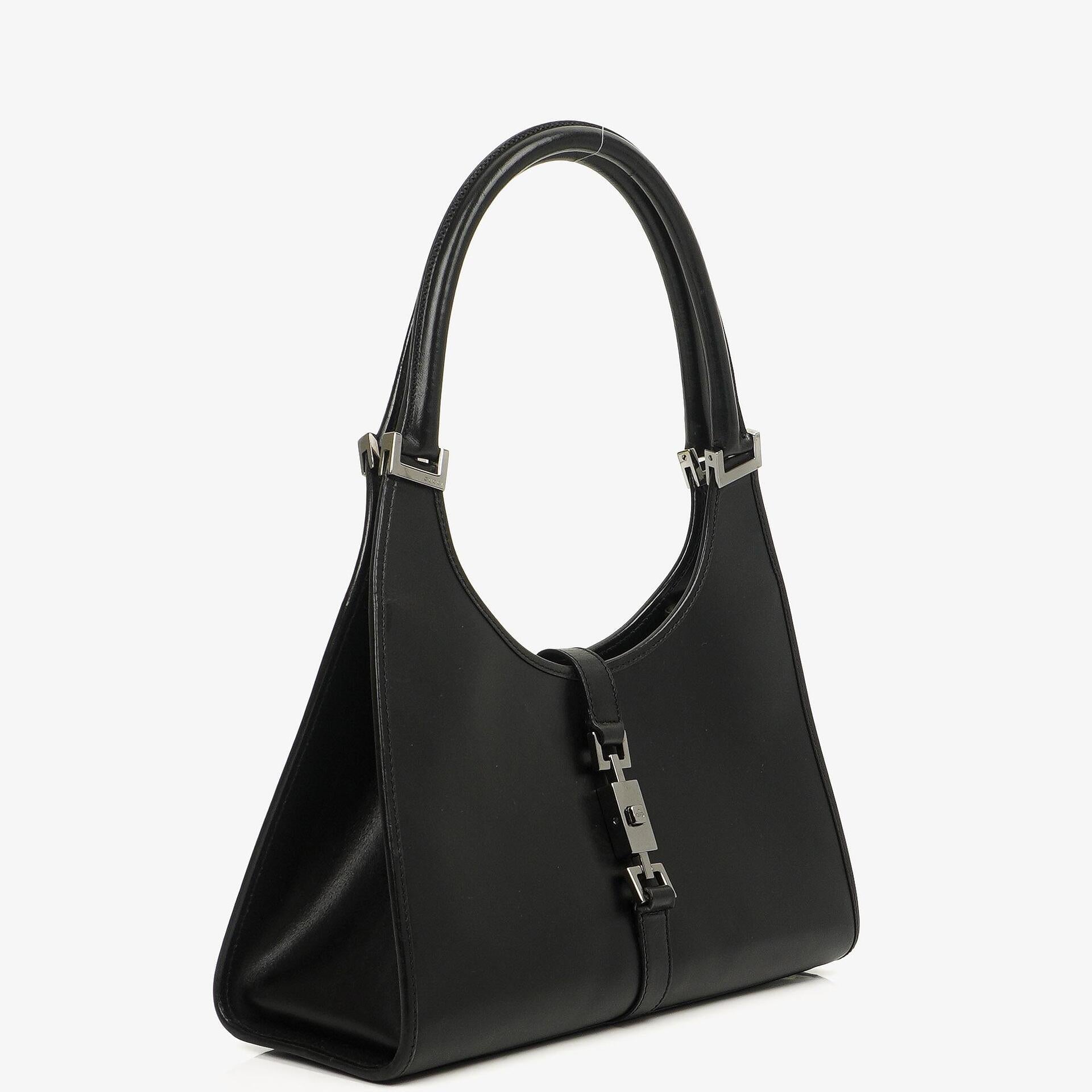 Gucci Jackie Bardot Schwarze Leder Tasche