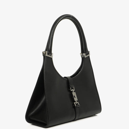 Gucci Jackie Bardot Schwarze Leder Tasche