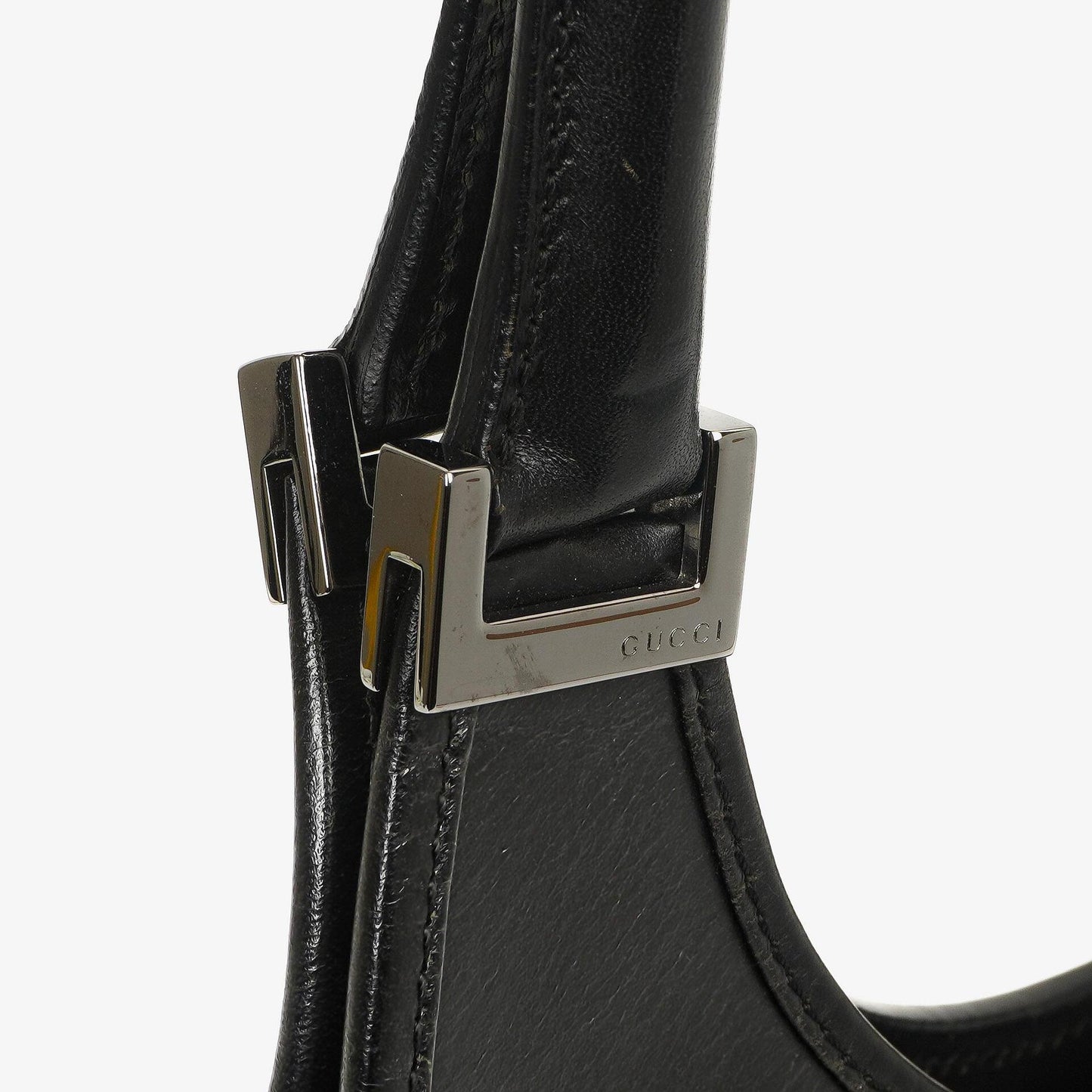 Gucci Jackie Bardot Schwarze Leder Tasche