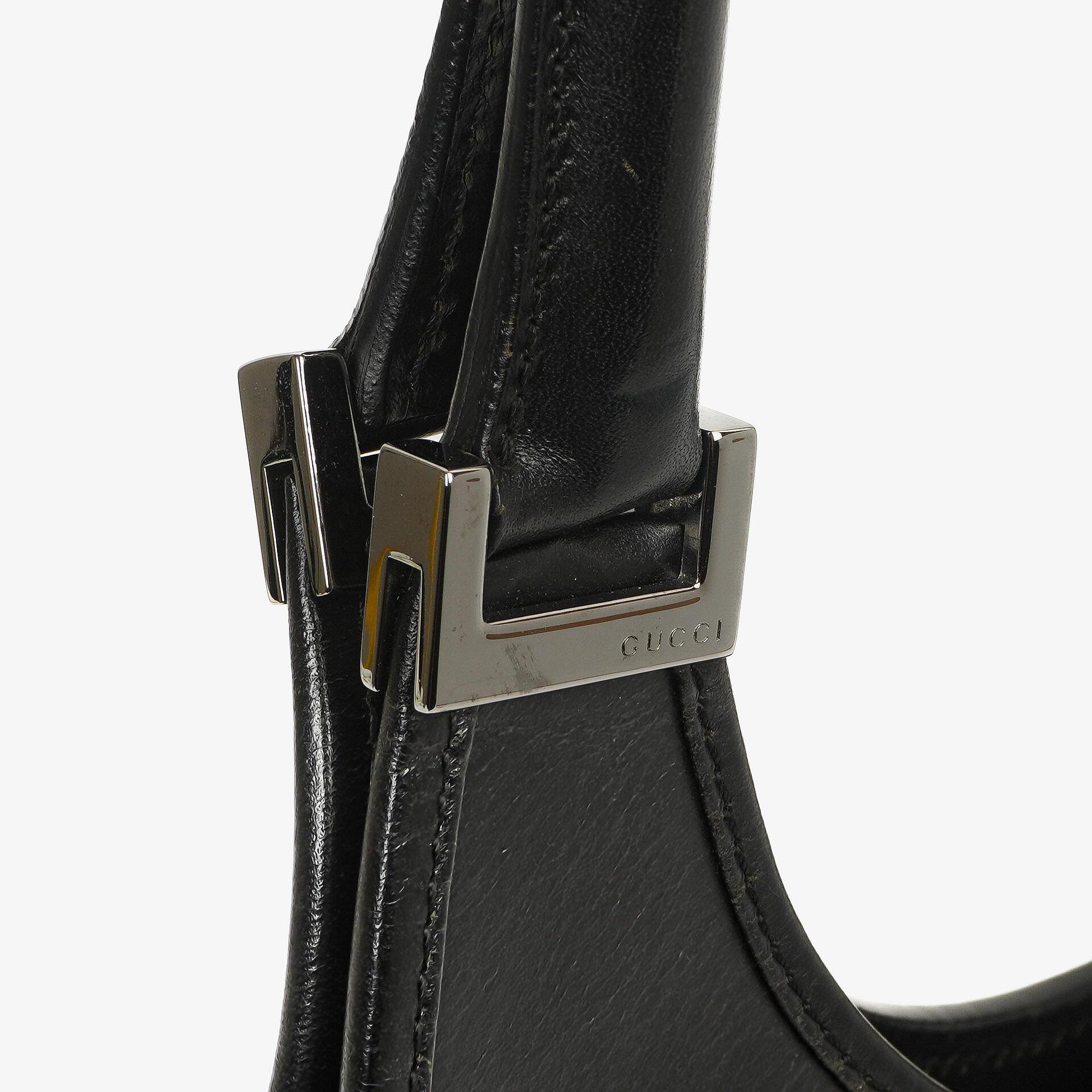 Gucci Jackie Bardot Schwarze Leder Tasche