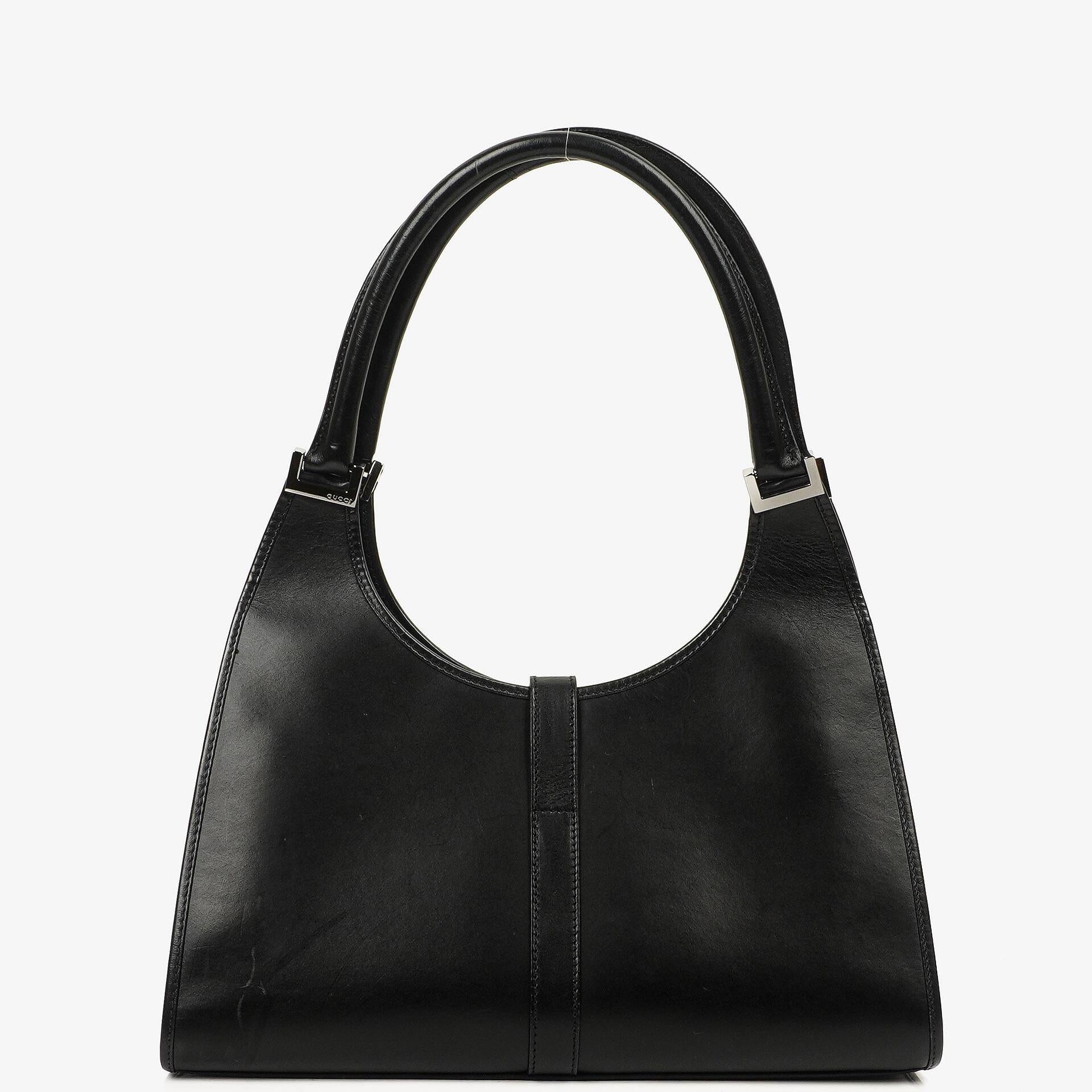 Gucci Jackie Bardot Schwarze Leder Tasche