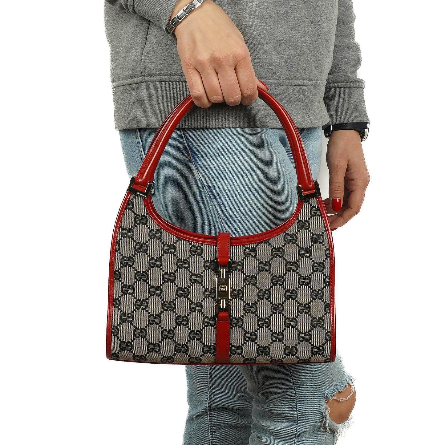 Gucci Jackie Bardot Schultertasche aus GG Canvas